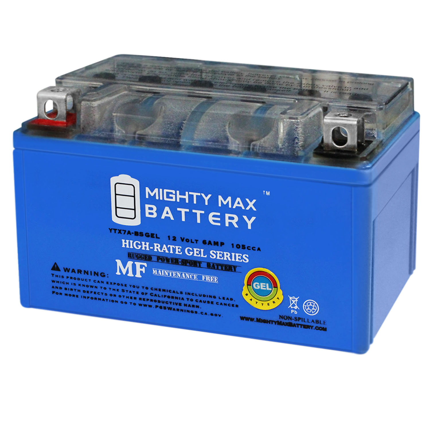 Mighty Max 30 Motorcycle & Powersports YTX7A-BS 12V Battery