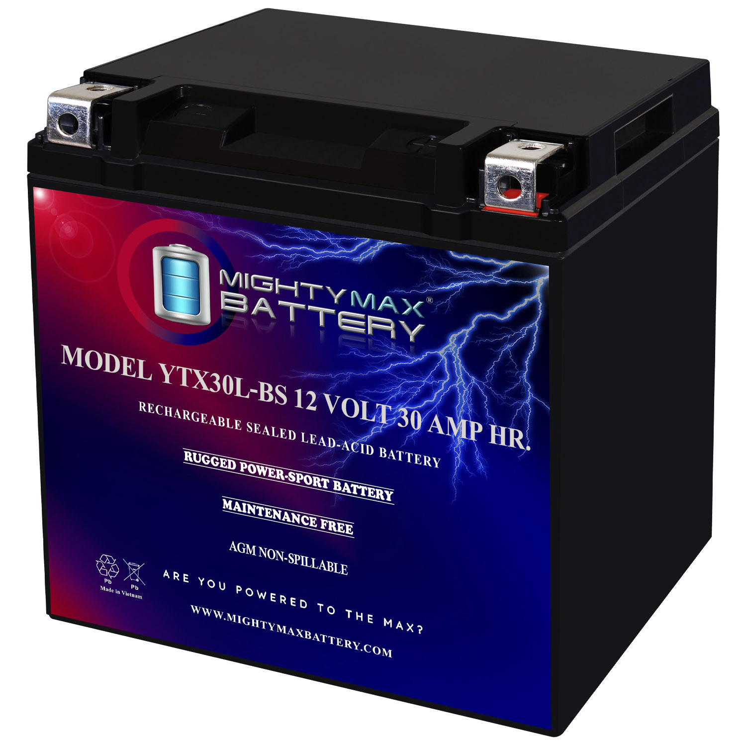 Mighty Max 36 Motorcycle & Powersports YTX30L-BS 12V Battery